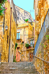 view of the historic center of Ragusa Sicily Italy - obrazy, fototapety, plakaty