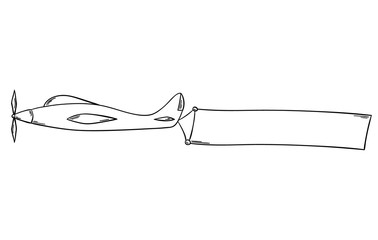 sketch of the plane with blank advertising flag