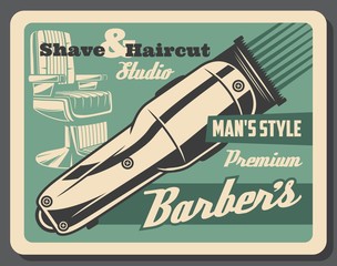 Barbershop haircut and beard shave salon
