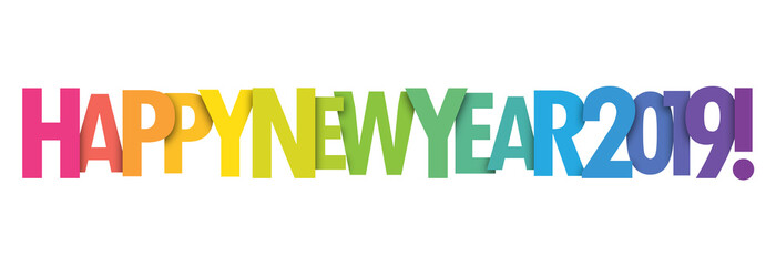 HAPPY NEW YEAR 2019 colorful letters banner