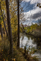 Walk through Duraton river in the autumn. Fuentidueña, Segovia