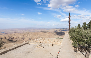 View from Mount Nebo on the Jordanian landscape near the city of Madaba in Jordan