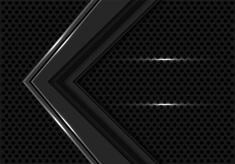 Abstract dark grey arrow direction on black circle mesh design modern futuristic background vector illustration.