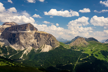 A beautiful view of the Sella group. Dolomites. Italy.