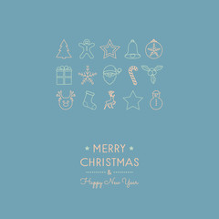 Christmas greetings with hand drawn decorations. Vector.