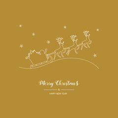 Merry Christmas and Happy New Year - card with hand drawn Santa Claus. Vector.