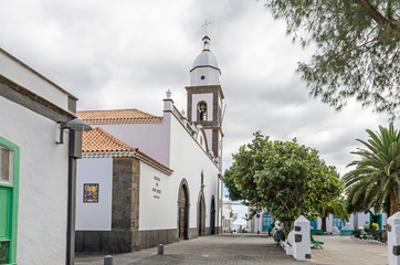 Plaza de Las Palmas with the church San Gines in the old town of Arrecife on Lanzarote