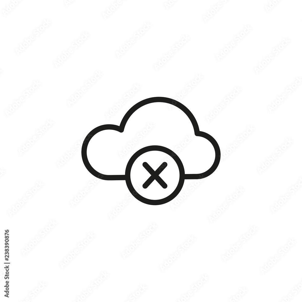 Poster Empty cloud line icon. Stop, error, lost connection. Rejection concept. Can be used for topics like data storage, server connection, computing