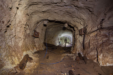 Underground abandoned gold iron ore mine shaft tunnel gallery passage