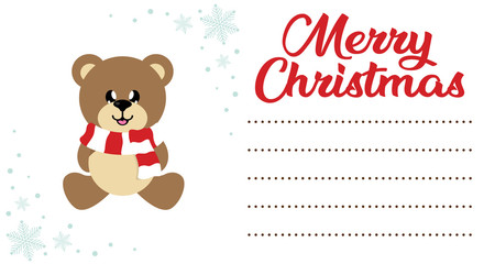 cartoon christmas santa claus and сhristmas bear sitting on the christmas letter to santa