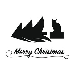 Katze schmei&szlig;t Weihnachtsbaum um