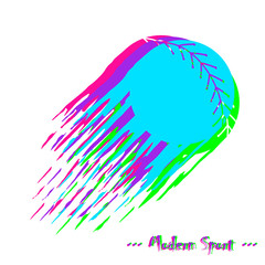 Modern style vector background with softball design and glitch effect.