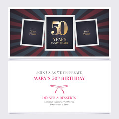 50 years anniversary invitation vector illustration. Graphic design element