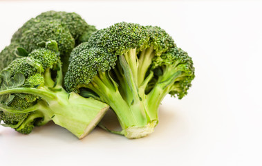 Fresh broccoli isolated on white background with copy space