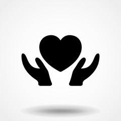 Obraz premium Heart Care Icon with Hands. Flat Design Isolated.