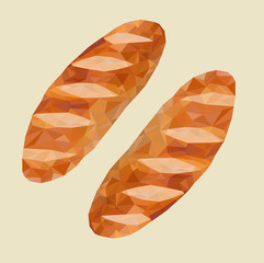 low poly of French breads,dairy product vector,food illustration.