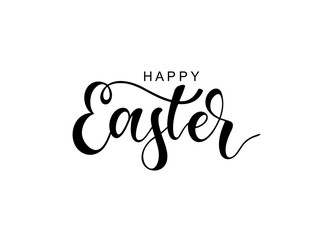 Hand sketched Happy Easter typography lettering poster. 