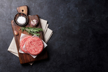 Raw minced beef meat for home made burgers