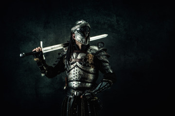 Naklejka premium Portrait of a medieval fighter