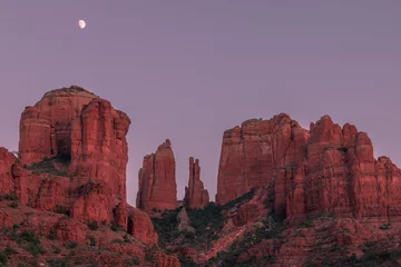 Wall murals Lavender Moon Over Cathedral Rocks at Sunset