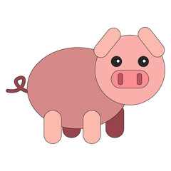  artoon pig in flat style