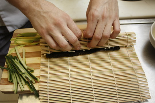 Traditional makisu woven mat for sushi rolls Vector Image