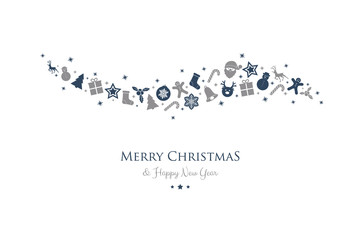 Christmas greeting card with decorations. Vector