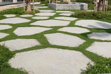Texture or pattern of paving walkway.