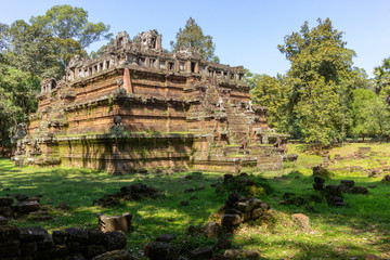 Fototapeta na wymiar Phimeanakas temple in Angkor Thom, the last and most enduring capital city of the Khmer empire, UNESCO heritage site, Angkor Historical Park. Siem Reap, Cambodia.
