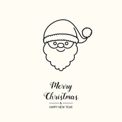 Concept of Christmas greeting card with hand drawn Santa Claus. Vector.