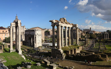Panoramic view of ruins from Roman Empire (Roman Forum)