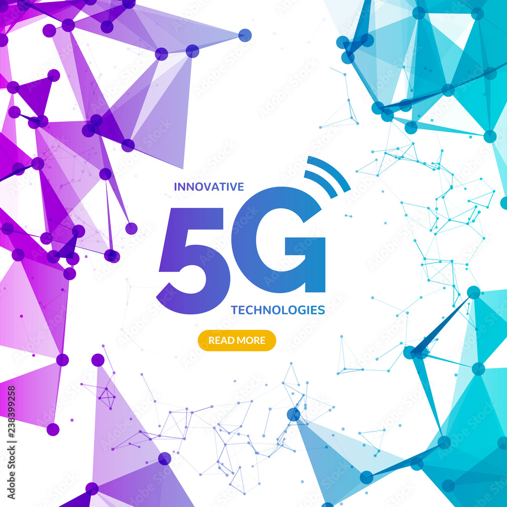 Poster 5g wireless internet connection network background. high speed 5g data communication mobile phone co