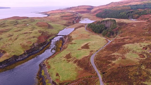 Flying over the beautiful west coast close to Dunvegan Castle - Scotland
