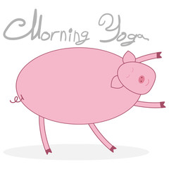 Morning yoga with a pig