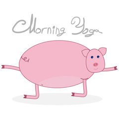 Morning yoga with a pig