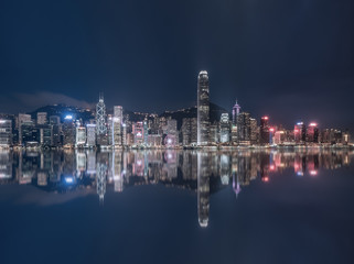 Modern city night view in Hong Kong