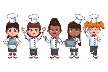 cute chef children cartoon