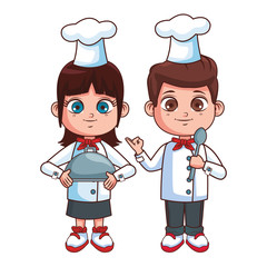 cute chef children cartoon
