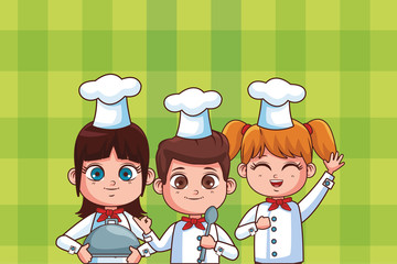 cute chef children cartoon
