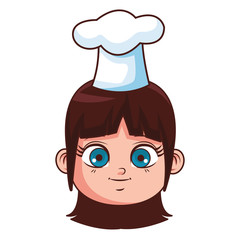 cute chef girl face cartoon