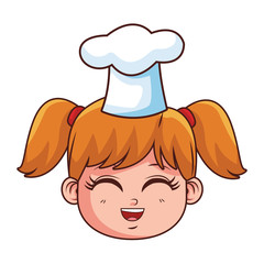 cute chef girl face cartoon