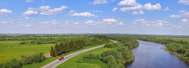 the road to the village from the quadcopter