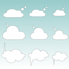Set of blank communication bubbles. Vector graphic illustration.