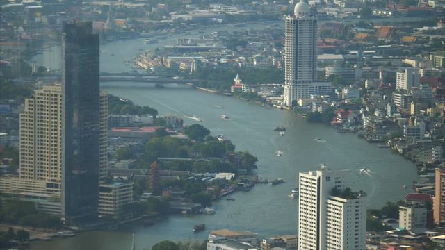View on the Bangkok cityscape and Chao Phraya rivert