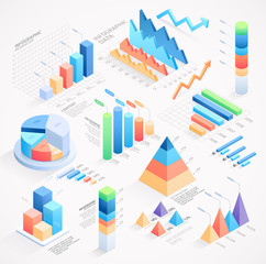 Infographics isometric elements vector illustrations.