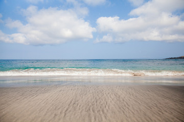 Fototapeta na wymiar Sea wave and wet sand.The beach of Bali.