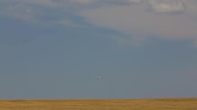 airplane flight over the field