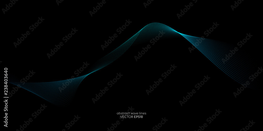 Aufkleber abstract vector wave line flowing green and blue color isolated on black background for design eleme