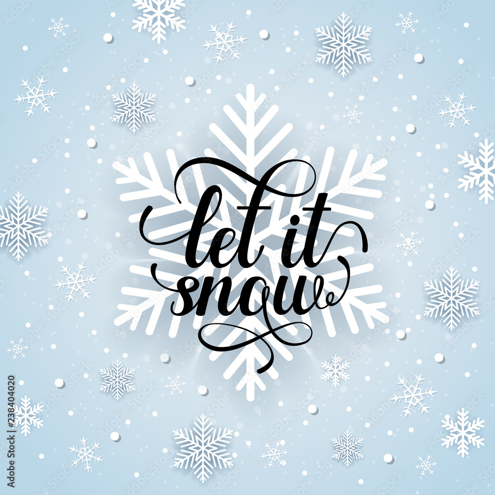 Poster Wnter background with snowflakes and text.