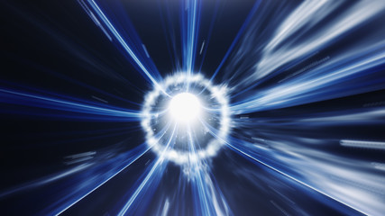 3d render Blue Wormhole time vortex space